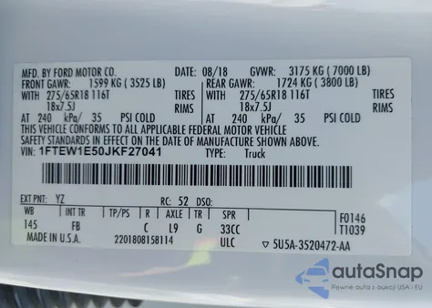 2018 Ford F-150 Xlt from USA, damaged, VIN 1FTEW1E50JKF27041